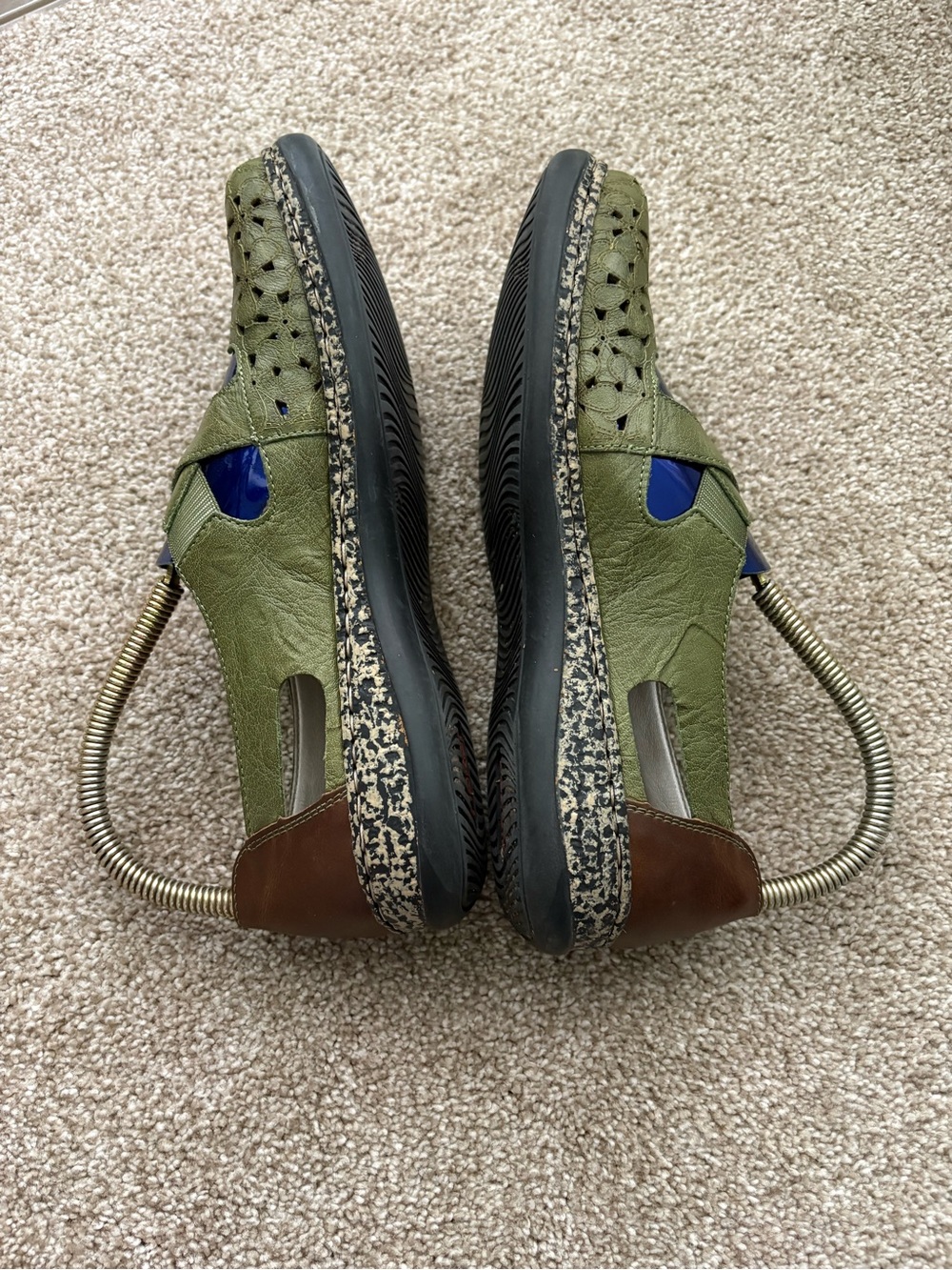 Rieker Anti-stress Green Velcro Perforated Comfort Mary Jane Flats Size 9 EU 40 - Picture 5 of 7